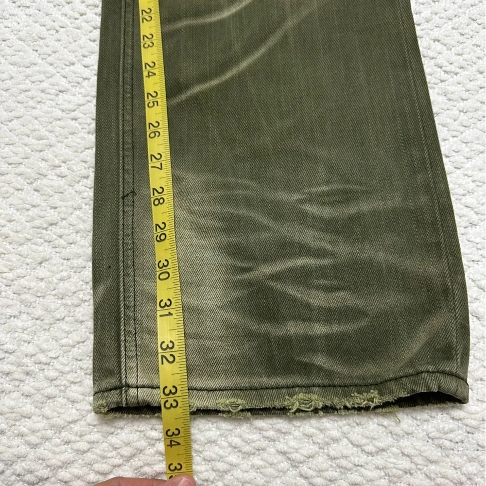 Akoo Jeans No Rivals Moto Green Acid Wash Distressed Men’s Size 38